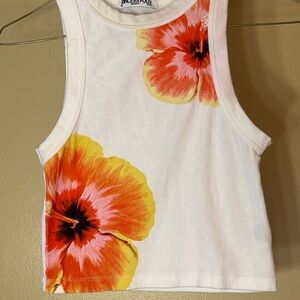 Princess Polly White Tank with Bold Floral Print
